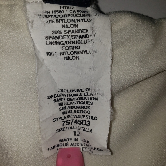 ANNE COLE DEEP PLUNGE WHITE ONE PIECE SWIMSUIT SIZE 12 - Picture 12 of 15